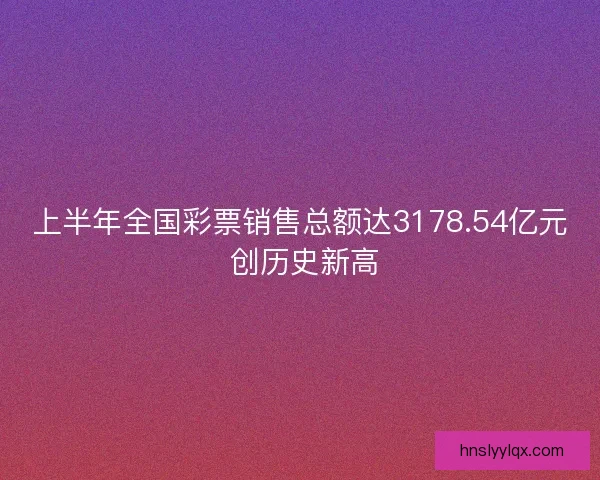 上半年全国彩票销售总额达3178.54亿元 创历史新高